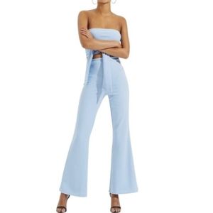 SHEIN Women's High Waisted, Wide Leg Light Blue Pants